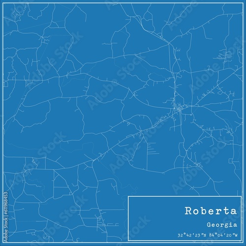 Blueprint US city map of Roberta, Georgia.