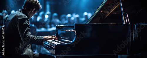 Fotografiet A jazz pianist. Hand edited generative ai.