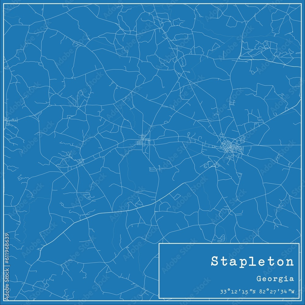 Blueprint US city map of Stapleton, Georgia.