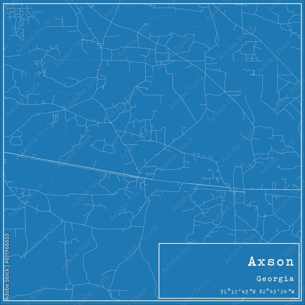 Blueprint US city map of Axson, Georgia.