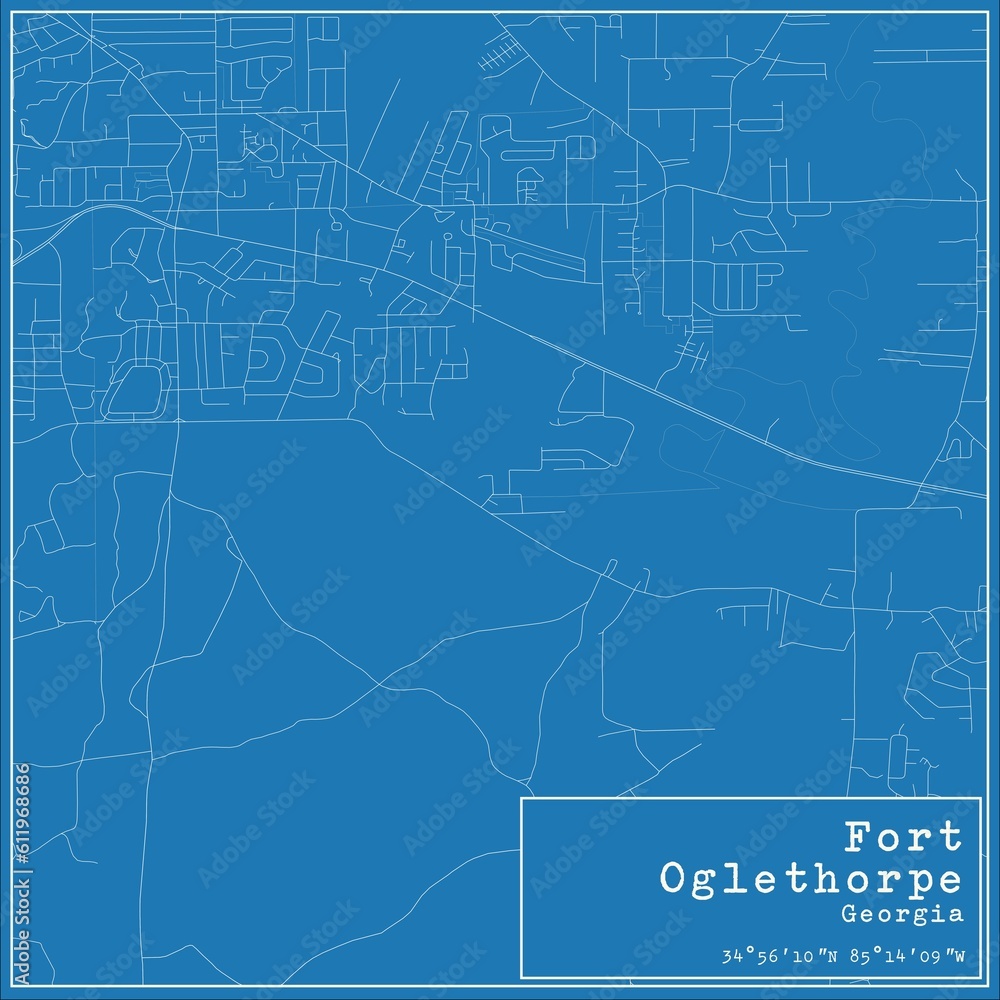 Obraz premium Blueprint US city map of Fort Oglethorpe, Georgia.