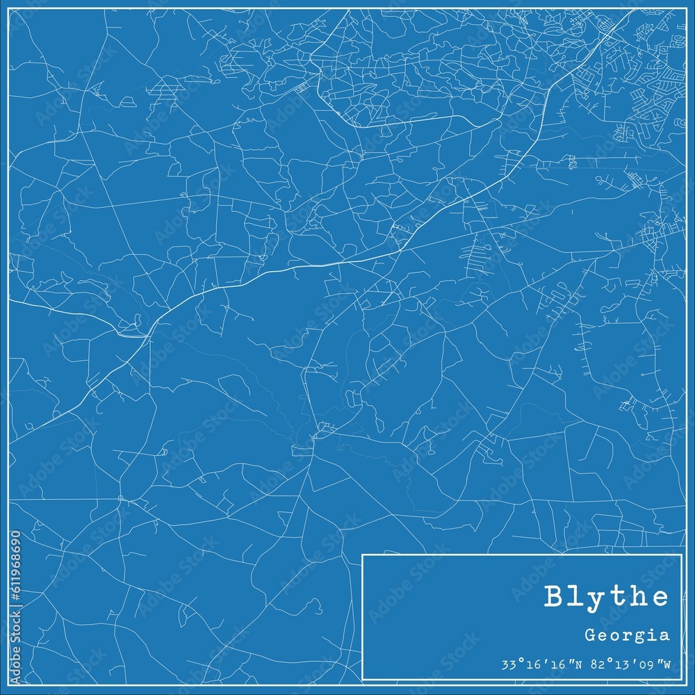 Blueprint US city map of Blythe, Georgia.