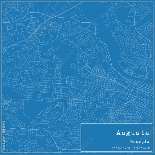 Blueprint US city map of Augusta, Georgia. photo