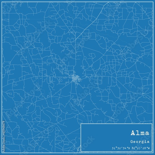 Blueprint US city map of Alma  Georgia.