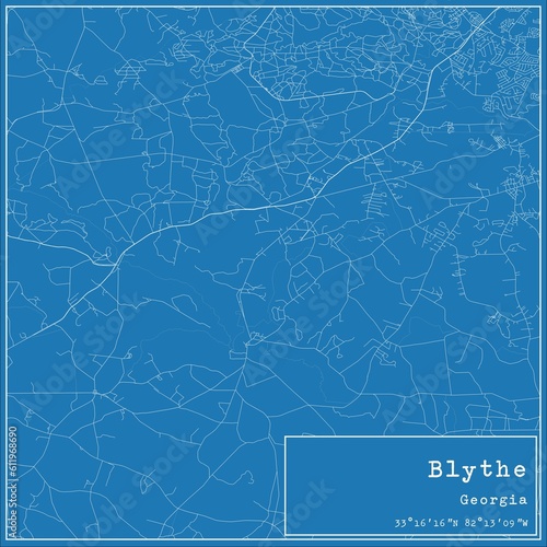Blueprint US city map of Blythe, Georgia.