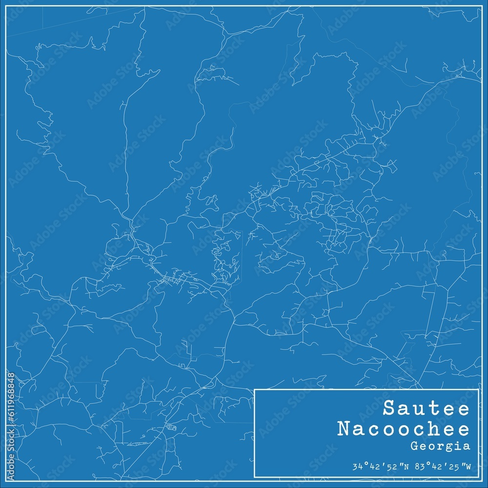 Obraz premium Blueprint US city map of Sautee Nacoochee, Georgia.