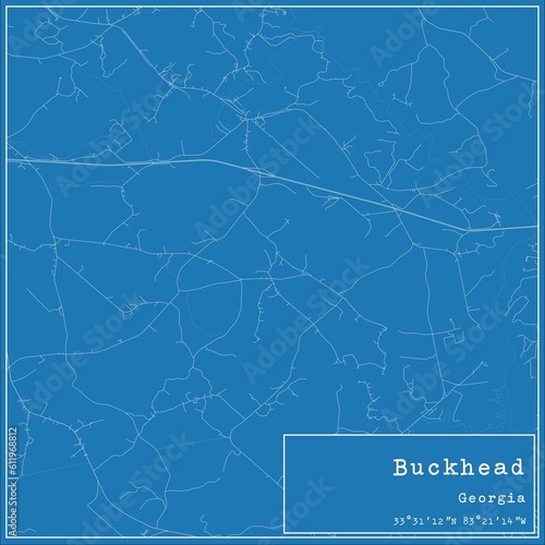 Blueprint US city map of Buckhead, Georgia.