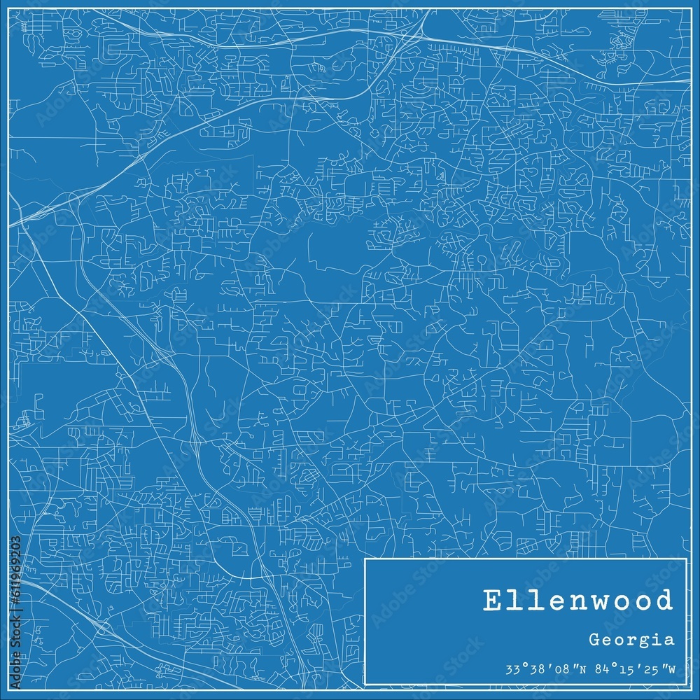 Fototapeta premium Blueprint US city map of Ellenwood, Georgia.