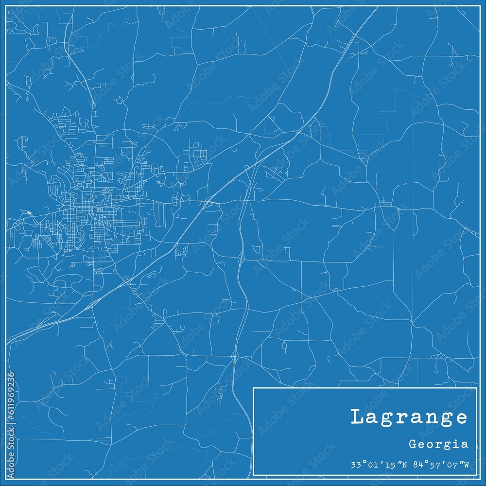 Fototapeta premium Blueprint US city map of Lagrange, Georgia.