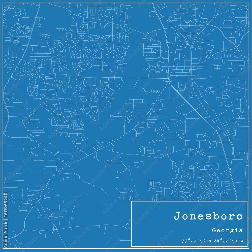 Obraz premium Blueprint US city map of Jonesboro, Georgia.