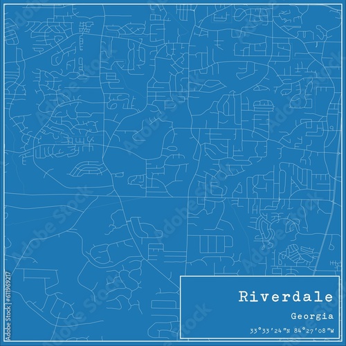 Blueprint US city map of Riverdale, Georgia.