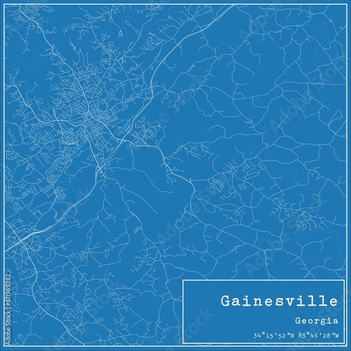 Photos Blueprint US city map of Gainesville, Georgia.
