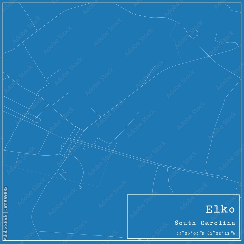 Blueprint US city map of Elko, South Carolina. Blueprint US city map of Elko, South Carolina.