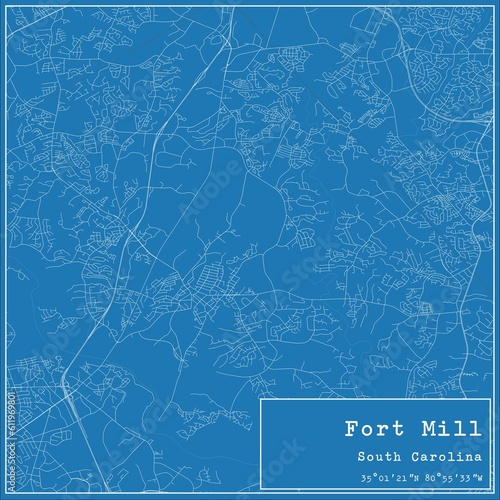 Obraz na płótnie Blueprint US city map of Fort Mill, South Carolina. w salonie