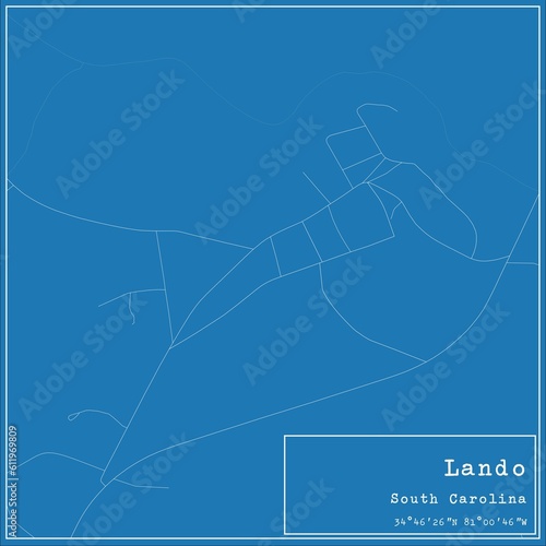 Photos Blueprint US city map of Lando, South Carolina.