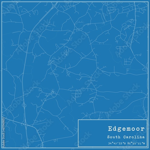 Blueprint US city map of Edgemoor, South Carolina.