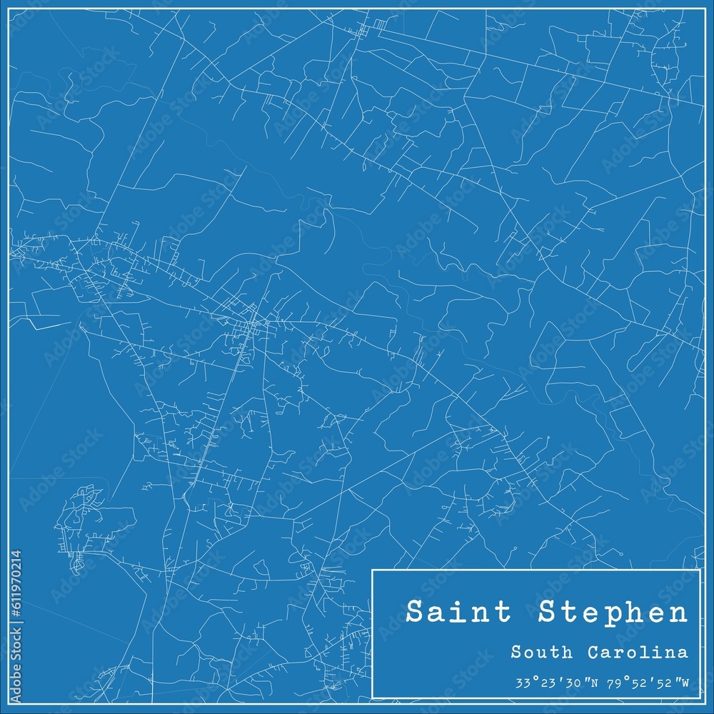 Blueprint US city map of Saint Stephen, South Carolina.