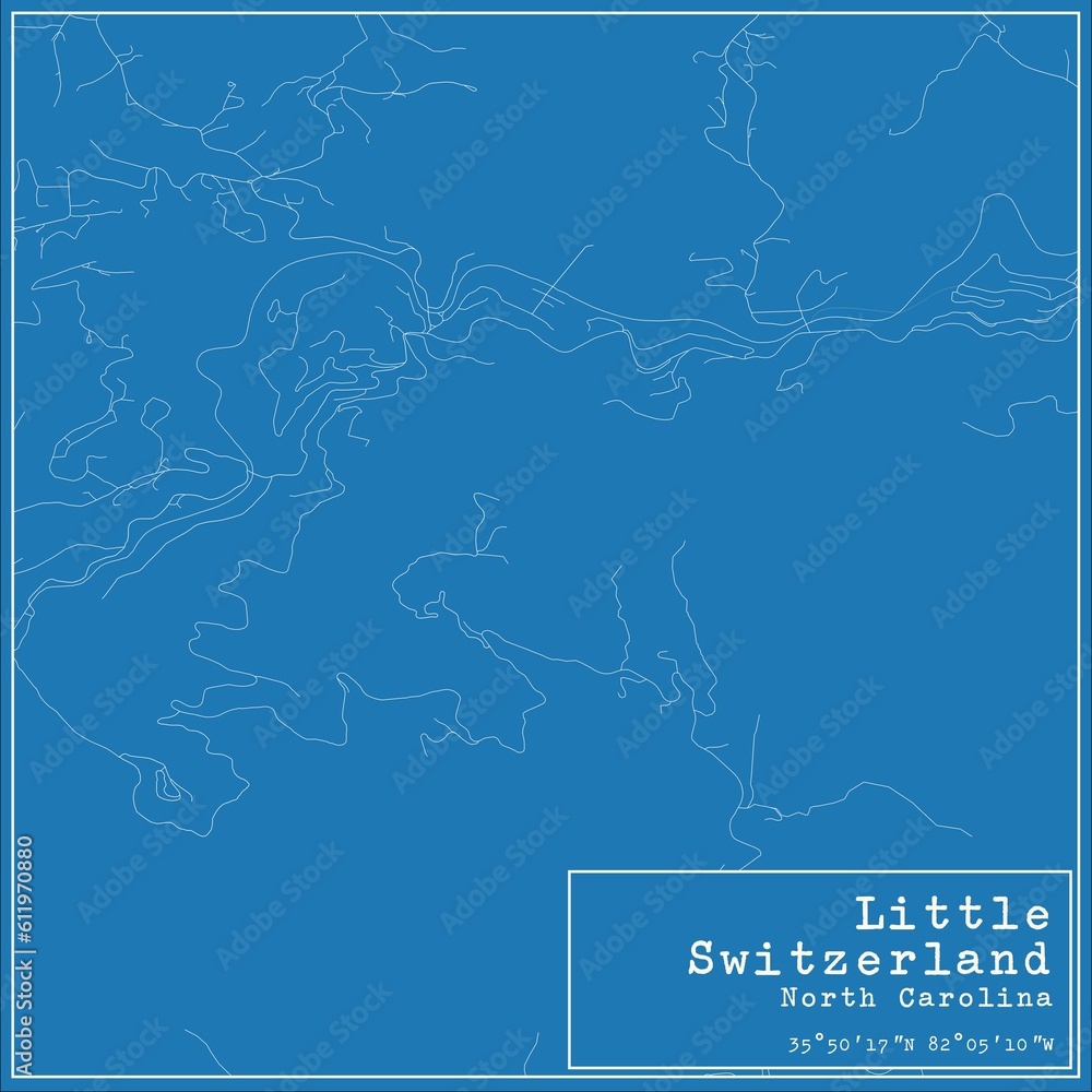 Blueprint US city map of Little Switzerland, North Carolina.