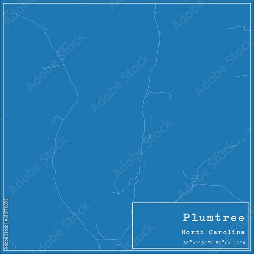 Blueprint US city map of Plumtree, North Carolina.