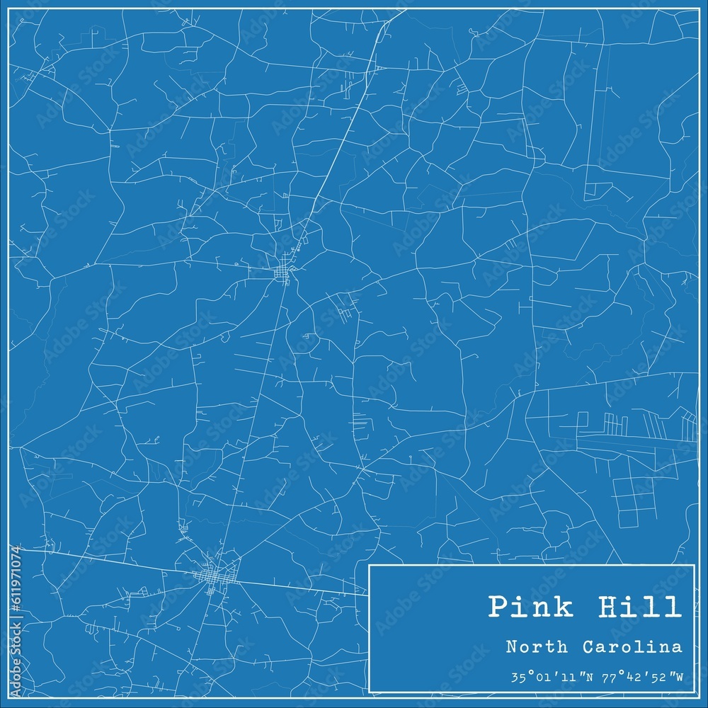 Blueprint US city map of Pink Hill, North Carolina.