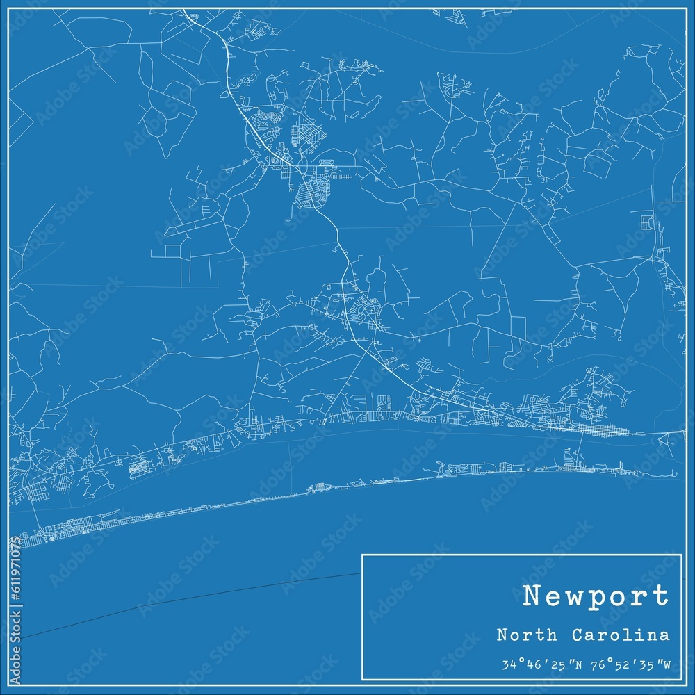 Blueprint US city map of Newport, North Carolina.
