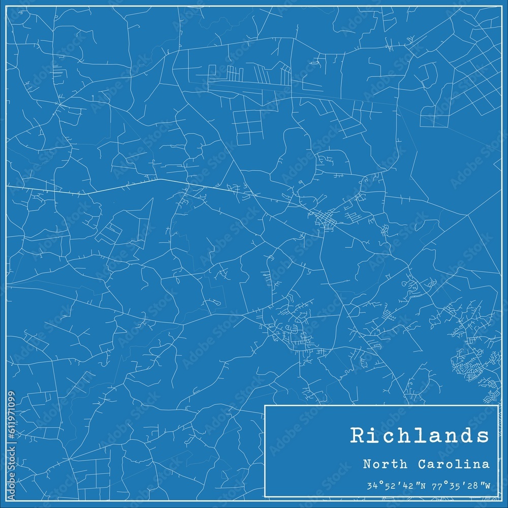 Blueprint US city map of Richlands, North Carolina.