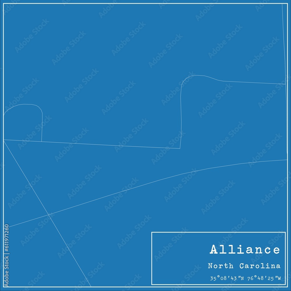 Blueprint US city map of Alliance, North Carolina.