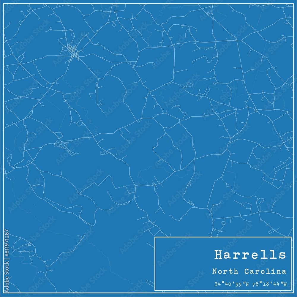 Blueprint US city map of Harrells, North Carolina. Blueprint US city map of Harrells, North Carolina.