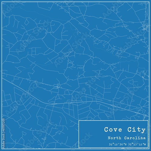 Blueprint US city map of Cove City  North Carolina.