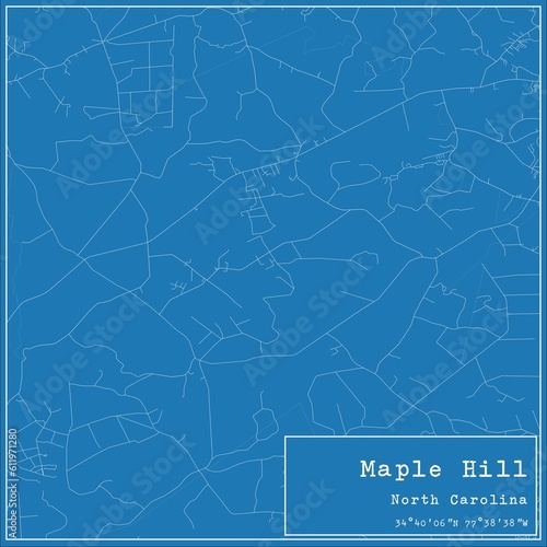 Blueprint US city map of Maple Hill, North Carolina. photo