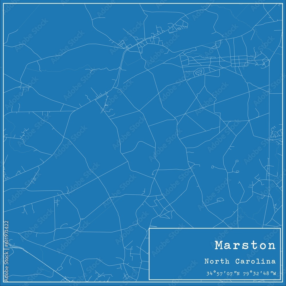 Blueprint US city map of Marston, North Carolina.