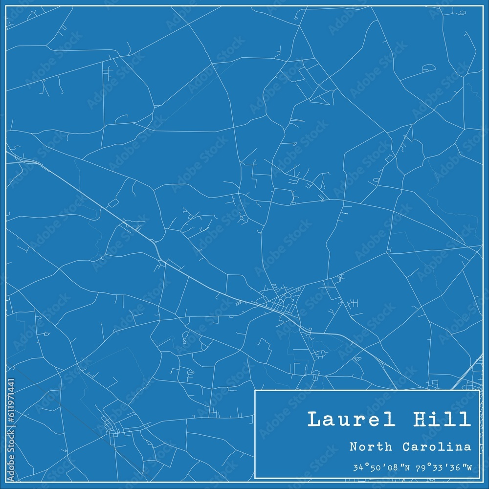 Blueprint US city map of Laurel Hill, North Carolina.