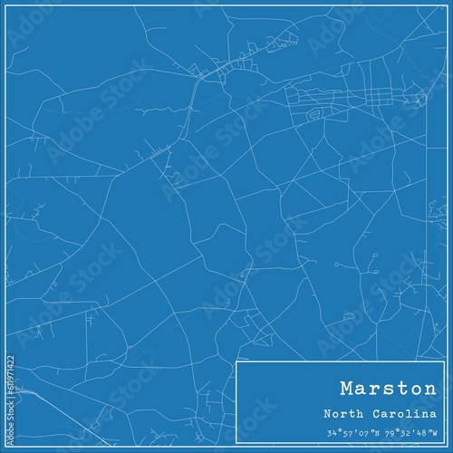 Blueprint US city map of Marston, North Carolina.