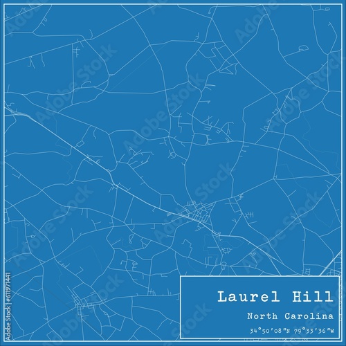 Blueprint US city map of Laurel Hill, North Carolina.