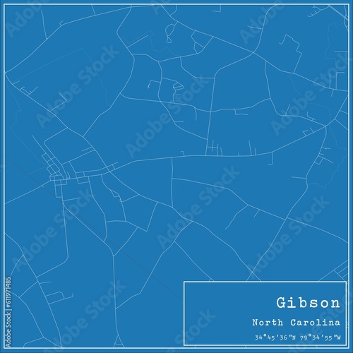 Blueprint US city map of Gibson, North Carolina.