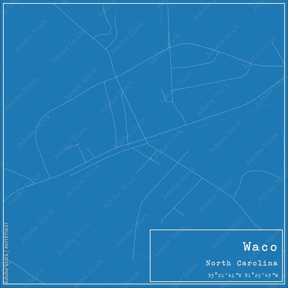 Blueprint US city map of Waco, North Carolina.