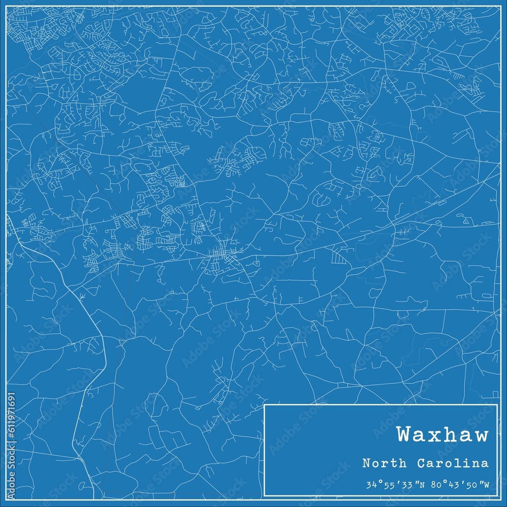 Fototapeta premium Blueprint US city map of Waxhaw, North Carolina.