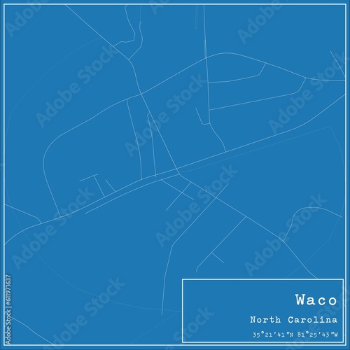 Blueprint US city map of Waco, North Carolina.