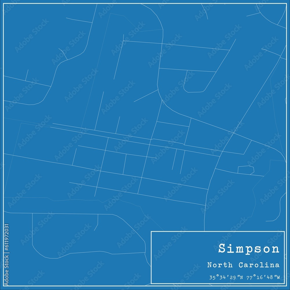 Blueprint US city map of Simpson, North Carolina. Blueprint US city map of Simpson, North Carolina.