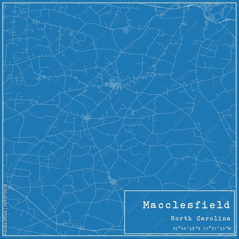 Blueprint US city map of Macclesfield, North Carolina.