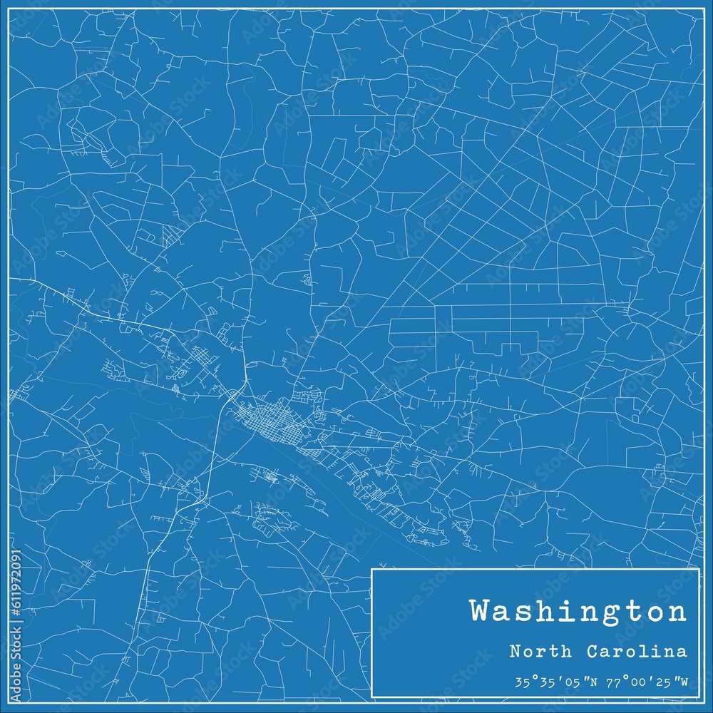 Blueprint US city map of Washington, North Carolina.