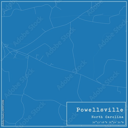 Blueprint US city map of Powellsville, North Carolina.