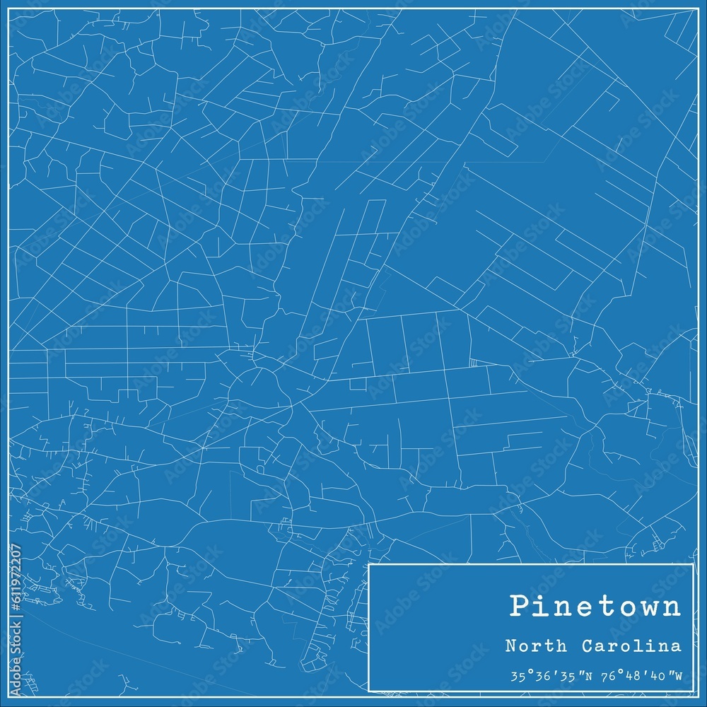 Blueprint US city map of Pinetown, North Carolina.