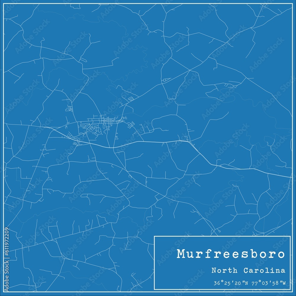Fototapeta premium Blueprint US city map of Murfreesboro, North Carolina.