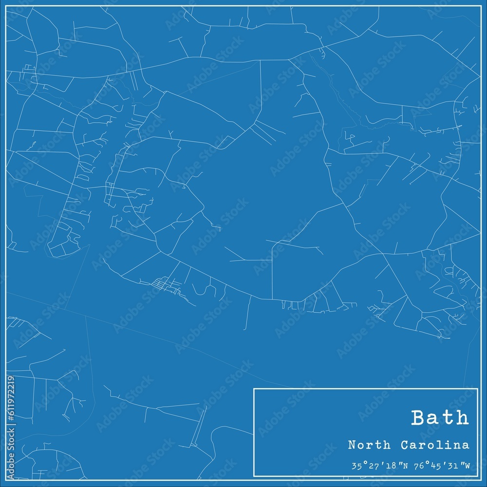 Obraz premium Blueprint US city map of Bath, North Carolina.