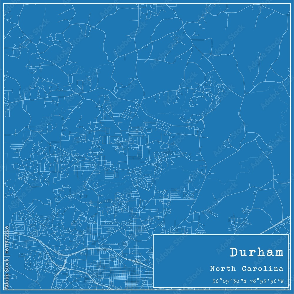 Blueprint US city map of Durham, North Carolina. Blueprint US city map of Durham, North Carolina.