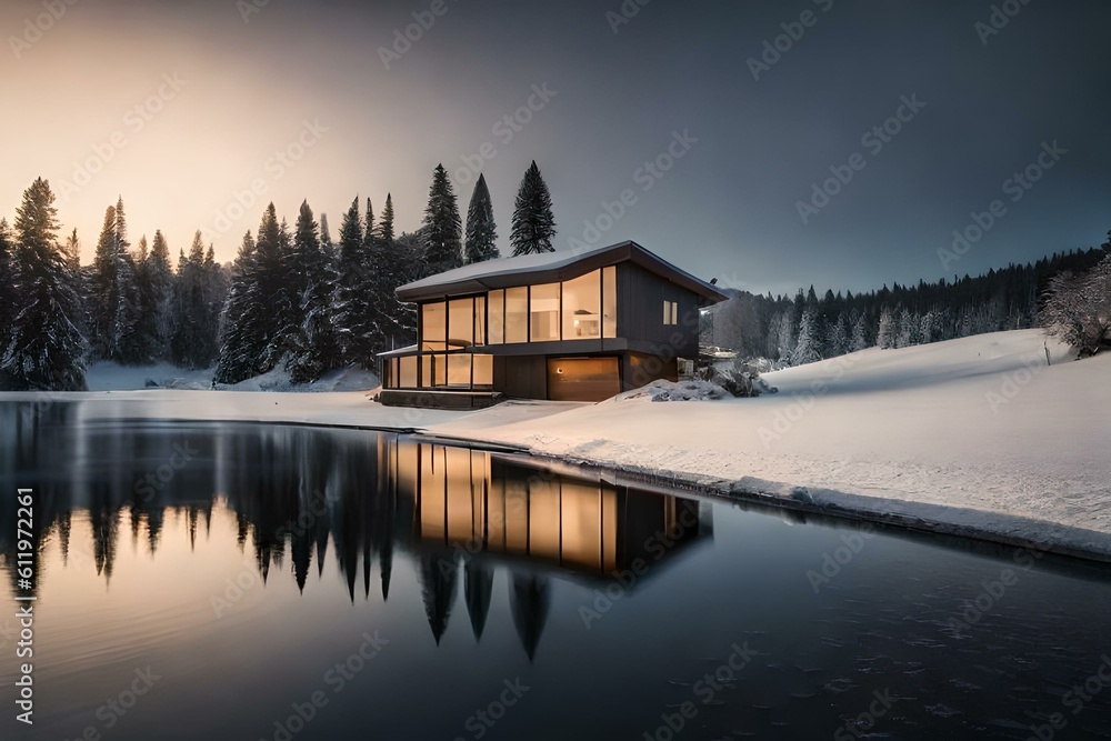 Fototapeta premium house on the lake