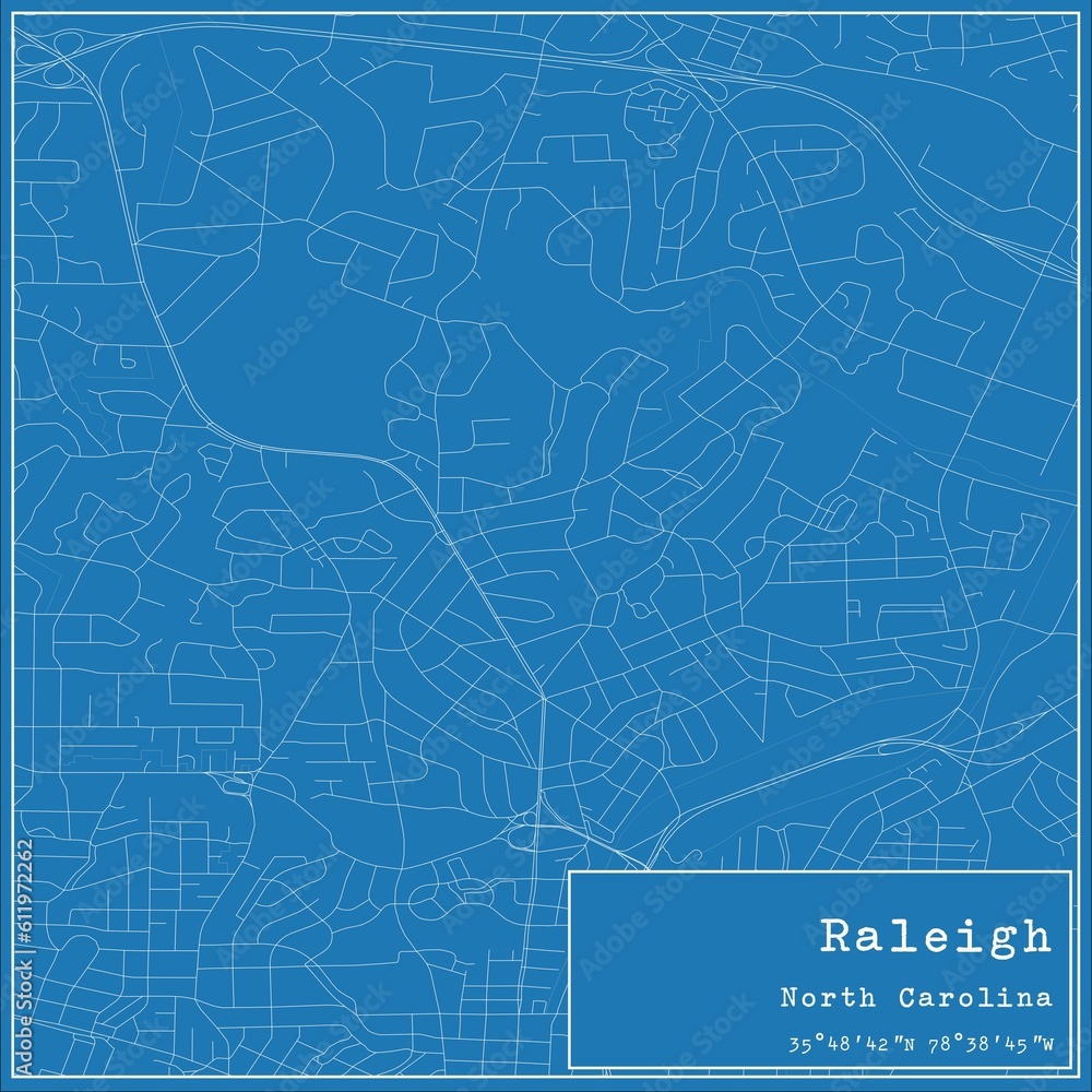 Blueprint US city map of Raleigh, North Carolina. Blueprint US city map of Raleigh, North Carolina.