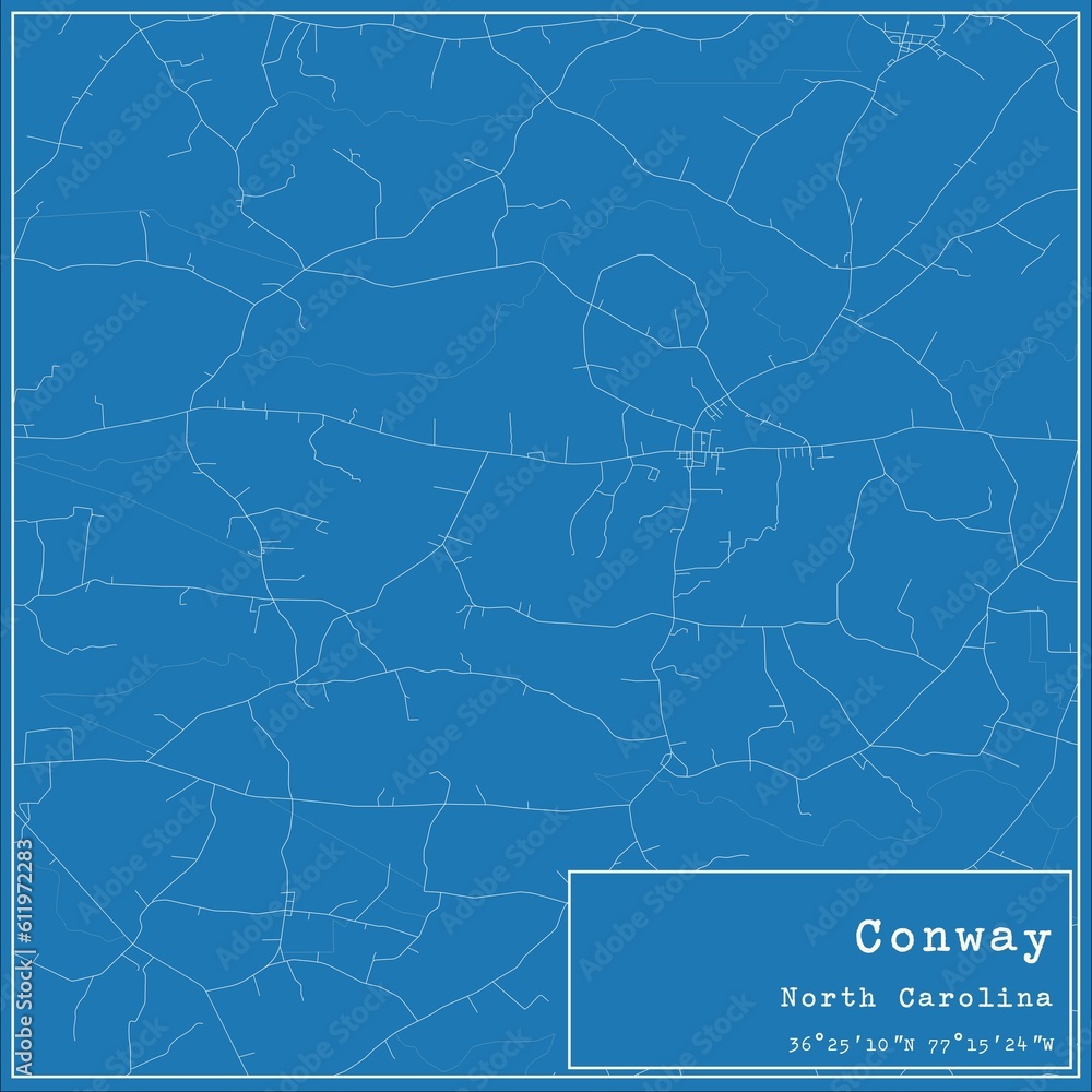 Blueprint US city map of Conway, North Carolina.