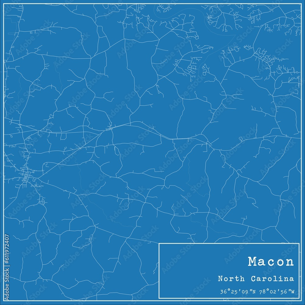 Blueprint US city map of Macon, North Carolina. Blueprint US city map of Macon, North Carolina.